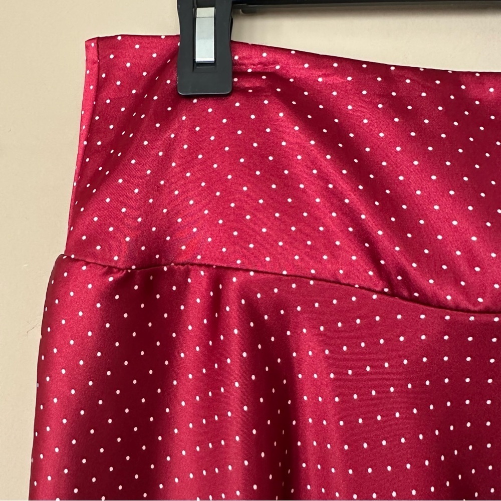 Vintage Junior 9 Satin Maroon Skirt Tulle Ruffle Whimsigoth Red Polkadot Y2K Red - Picture 3 of 11